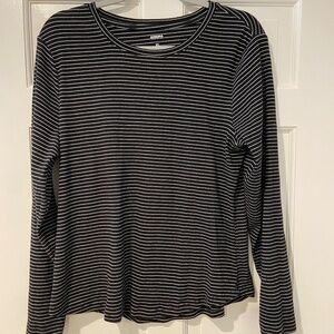 Sonoma Goods For Life Black & White Striped Ribbed Tee - XL